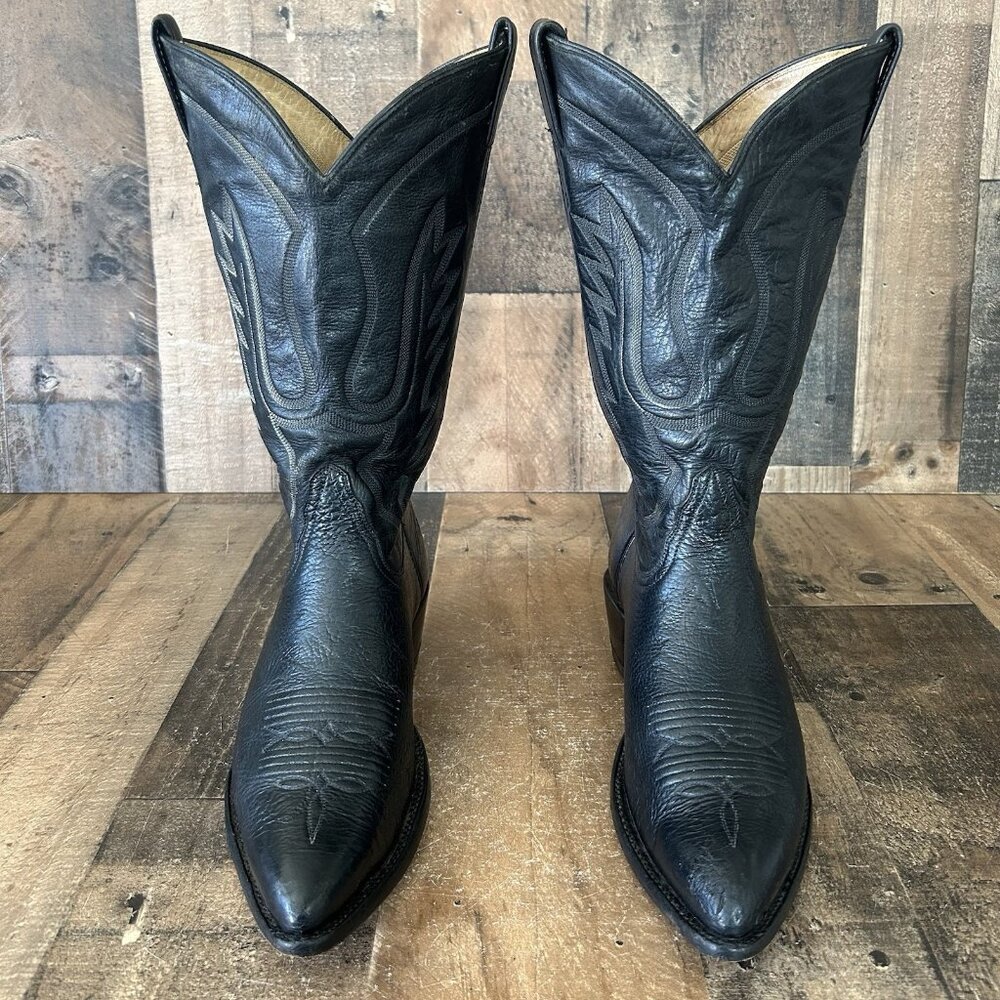 Remington Vintage Classic Black Western Cowboy Boots Mens 9.5 D